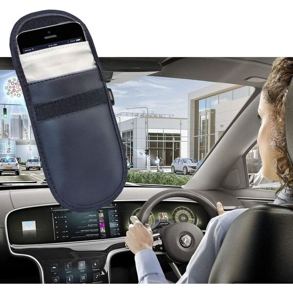 Hurtel Etui antykradzieżowe na klucze samochodowe blokujące fale radiowe Faraday Box klatka Faradaya 14 cm z 10 cm czarny 8245489 9111201906846