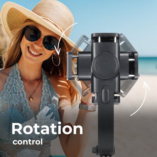 Selfie stick Partner Tele.com Zestaw / uchwyt selfie z pilotem na bluetooth triopod GIMBAL stabilizator czarny SSTR-L08 8318461 5903396072642