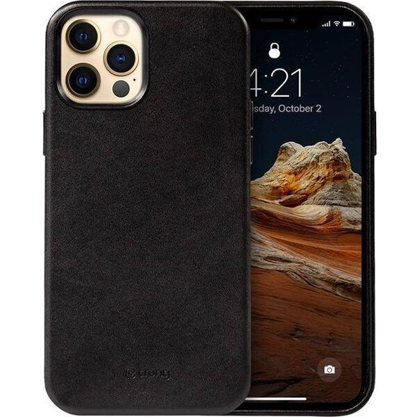 Crong Crong Essential Cover - Etui ze skóry ekologicznej iPhone 12 Pro Max (czarny) 8397109 5907731987745