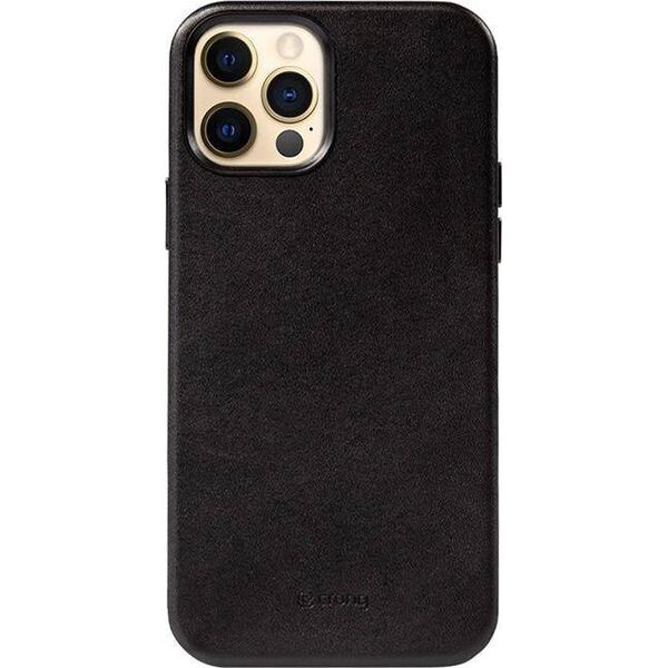 Crong Crong Essential Cover - Etui ze skóry ekologicznej iPhone 12 Pro Max (czarny) 8397109 5907731987745