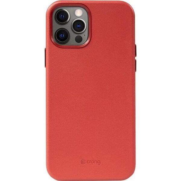 Crong Crong Essential Cover Magnetic - Etui ze skóry iPhone 12 Pro Max MagSafe (czerwony) 8397114 5907731987691