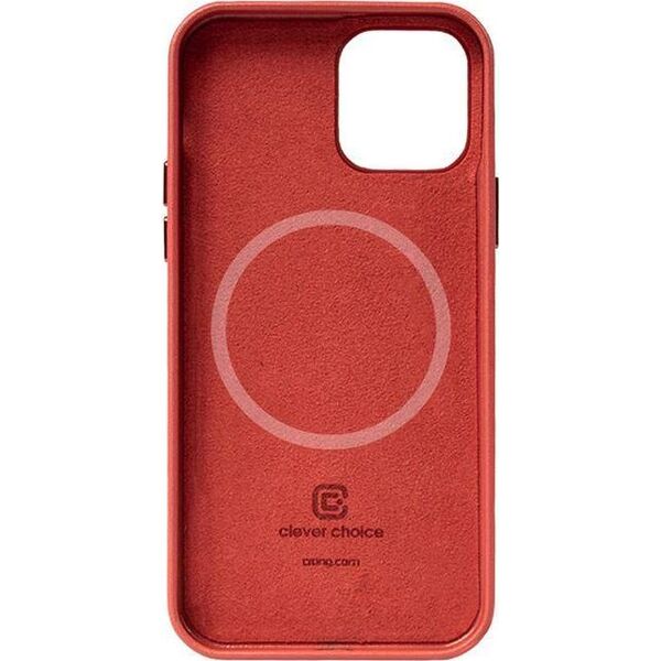 Crong Crong Essential Cover Magnetic - Etui ze skóry iPhone 12 / iPhone 12 Pro MagSafe (czerwony) 8397117 5907731987660