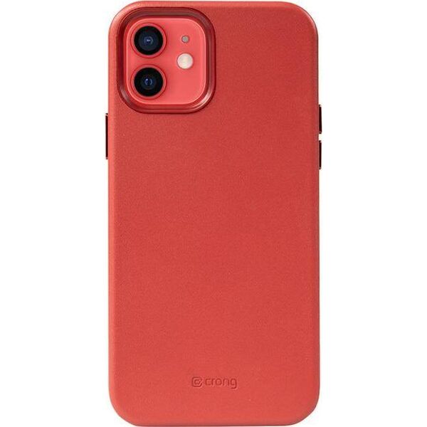 Crong Crong Essential Cover Magnetic - Etui ze skóry iPhone 12 / iPhone 12 Pro MagSafe (czerwony) 8397117 5907731987660