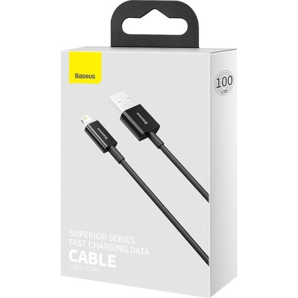 Kabel USB Baseus USB-A - Lightning 1 m Czarny (BSU2660BLK) 8434540 6953156205406