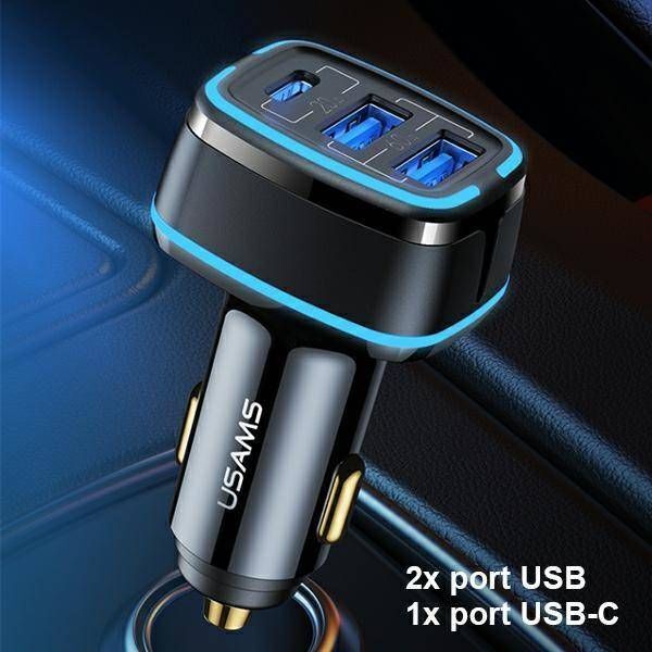 Ładowarka Usams C24 2x USB-A 1x USB-C 4.5 A  (CC126TC01) 8439296 6958444928203