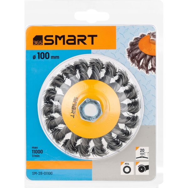 Smart szczotka druciana tarczowa pleciona 100mm, typ odgięty smart 8456894 5901769685710