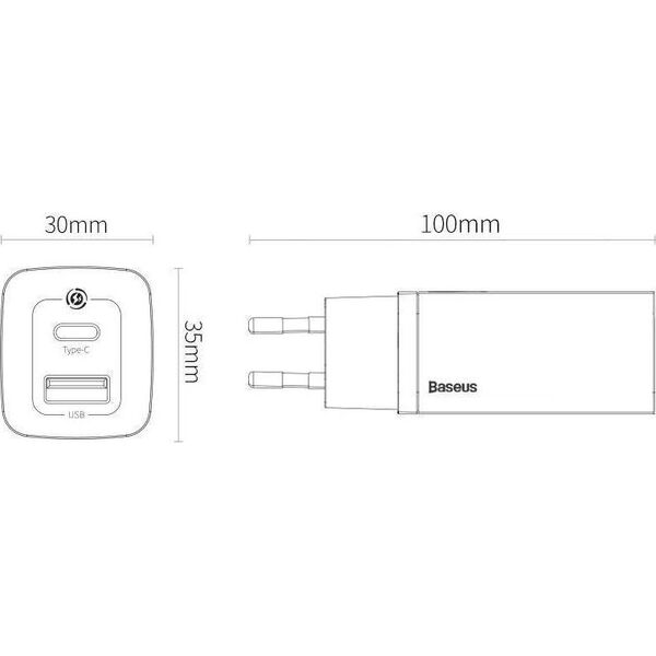 Ładowarka Baseus GaN2 Lite 1x USB-A 1x USB-C 3 A (CCGAN2L-B01) 8488237 6953156232938