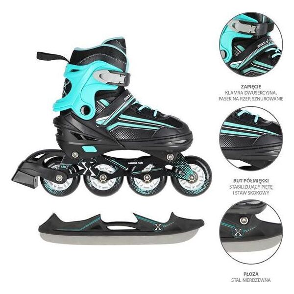 Rolki Nils Extreme NH18190 z wymienną płozą regulowane czarne r. 34-38 8494493 5907695588699