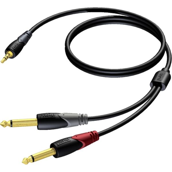 Kabel Procab Jack 3.5mm - Jack 6.3mm x2 1.5m czarny (CLA713/1.5) 8500897 5414795018501
