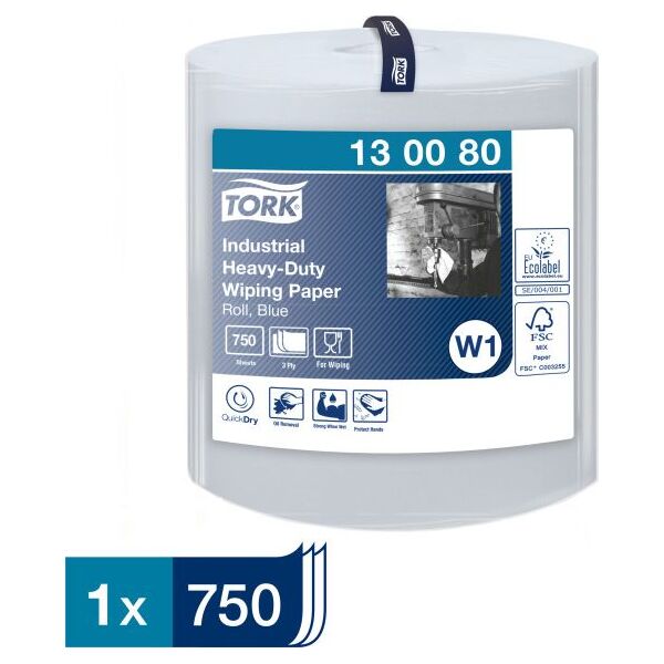 Tork Tork - Czyściwo papierowe w dużej roli do trudnych zabrudzeń, 3-warstwowe, ekstra chłonne, premium - Niebieski 8503878 7322540183795