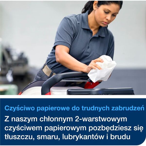 Tork Tork - Czyściwo papierowe w roli do trudnych zabrudzeń, 2-warstwowe, W1, premium, szerokie - Białe 8503891 7322540183597