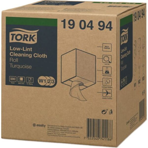 Tork Tork - Czyściwo włókninowe o niskiej pylności do precyzyjnego czyszczenia - Turkusowe 8503906 7322540741186