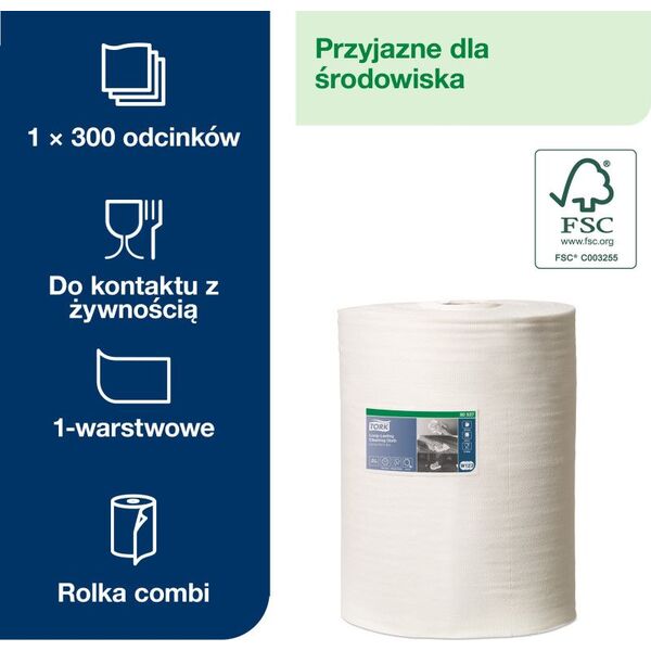 Tork Tork - Wielorazowe czyściwo włókninowe, ekstra chłonne, premium - białe 8503916 7322540064827