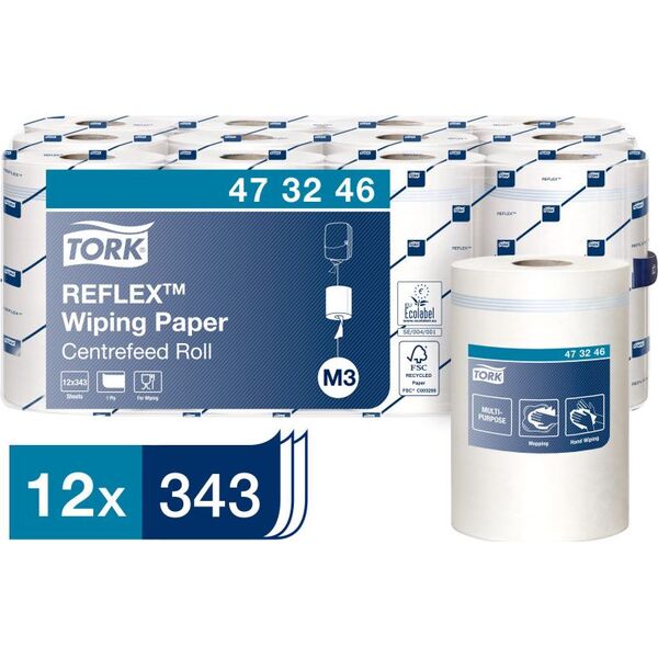 Tork Tork Reflex - Czyściwo papierowe w małej roli do lekkich zabrudzeń, 1-warstwowe, advanced - Białe 8503925 8710499059015