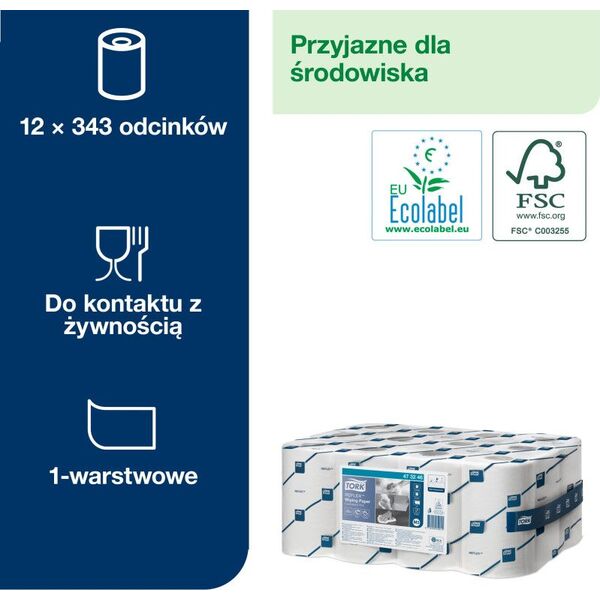 Tork Tork Reflex - Czyściwo papierowe w małej roli do lekkich zabrudzeń, 1-warstwowe, advanced - Białe 8503925 8710499059015