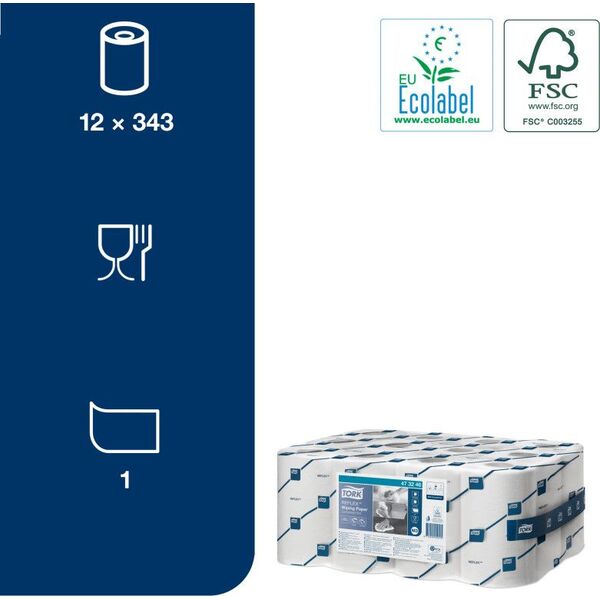 Tork Tork Reflex - Czyściwo papierowe w małej roli do lekkich zabrudzeń, 1-warstwowe, advanced - Białe 8503925 8710499059015