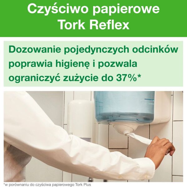 Tork Tork Reflex - Czyściwo papierowe w małej roli do lekkich zabrudzeń, 1-warstwowe, advanced - Białe 8503925 8710499059015