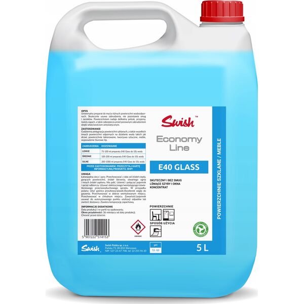 Swish Swish E40 Preparat do czyszczenia powierzchni szklanych 5 l 8504147 5907222514153
