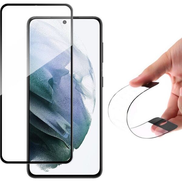 Wozinsky Wozinsky Full Cover Flexi Nano folia szklana szkło hartowane z ramką Samsung Galaxy S21+ 5G (S21 Plus 5G) czarny 8588386 9111201928305