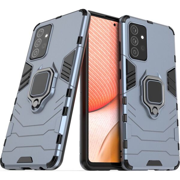 Hurtel Ring Armor pancerne hybrydowe etui pokrowiec + magnetyczny uchwyt Samsung Galaxy A72 4G niebieski 8588915 9111201925427