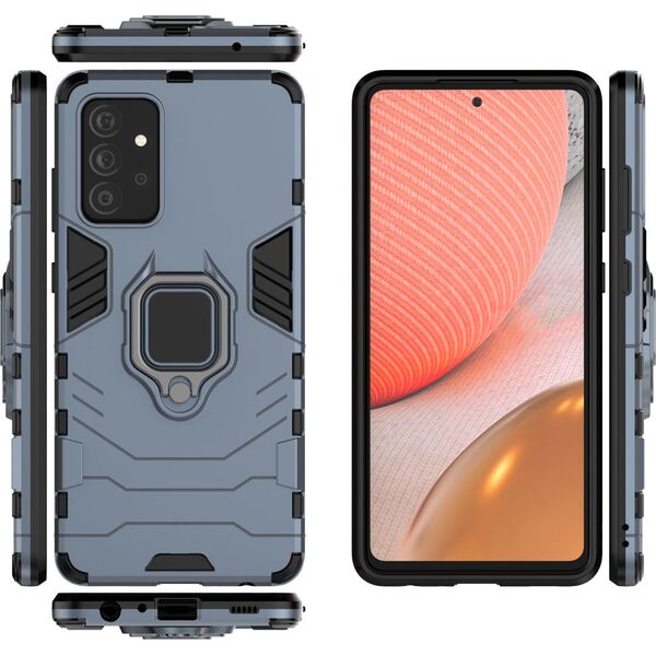 Hurtel Ring Armor pancerne hybrydowe etui pokrowiec + magnetyczny uchwyt Samsung Galaxy A72 4G niebieski 8588915 9111201925427