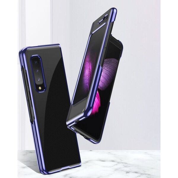 Hurtel Plating Case hard case pokrowiec etui z metaliczną ramką Samsung Galaxy Fold niebieski 8589000 9111201930988