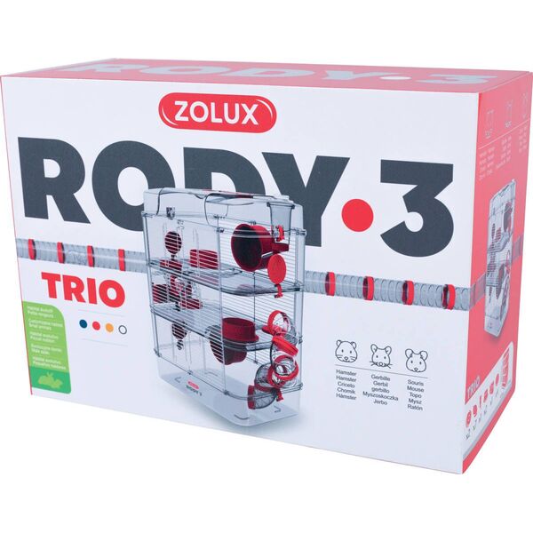 Zolux Klatka RODY3 TRIO kol. czerwony 8593722 3336022060232