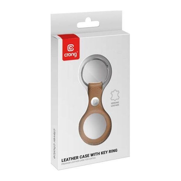 Crong Crong Leather Case with Key Ring Skórzany brelok do Apple AirTag (brązowy) 8603908 5907731987950