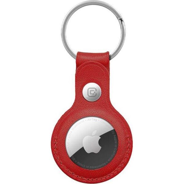 Crong Crong Leather Case with Key Ring Skórzany brelok do Apple AirTag (czerwony) 8603910 5907731987974