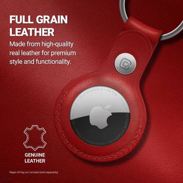 Crong Crong Leather Case with Key Ring Skórzany brelok do Apple AirTag (czerwony) 8603910 5907731987974