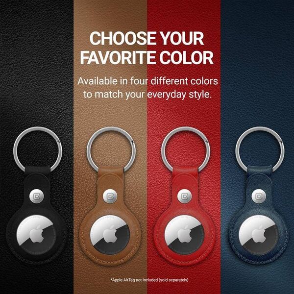 Crong Crong Leather Case with Key Ring Skórzany brelok do Apple AirTag (czerwony) 8603910 5907731987974