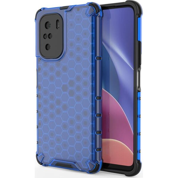 Hurtel Honeycomb etui pancerny pokrowiec z żelową ramką Xiaomi Redmi K40 Pro+ / K40 Pro / K40 / Poco F3 niebieski 8616361 9111201932104