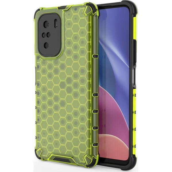 Hurtel Honeycomb etui pancerny pokrowiec z żelową ramką Xiaomi Redmi K40 Pro+ / K40 Pro / K40 / Poco F3 zielony 8616362 9111201932111