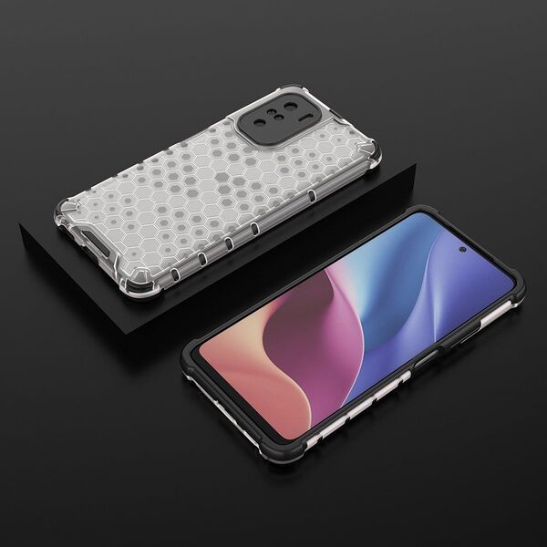 Hurtel Honeycomb etui pancerny pokrowiec z żelową ramką Xiaomi Redmi K40 Pro+ / K40 Pro / K40 / Poco F3 przezroczysty 8616364 9111201932135