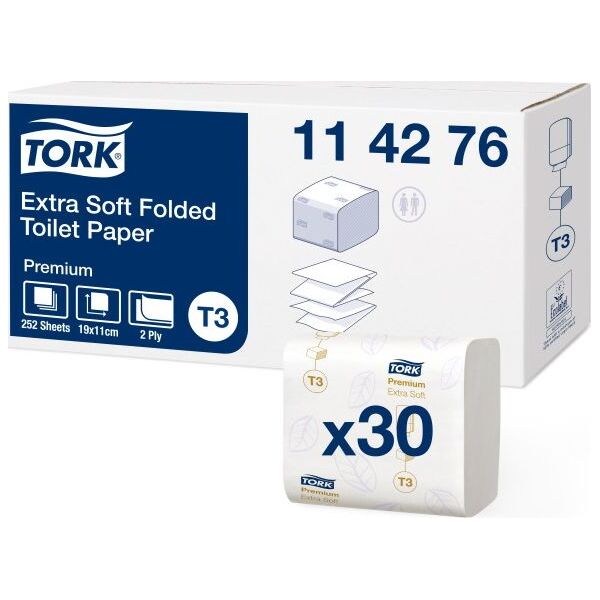 Tork Tork - Papier toaletowy w składce, biały - Ekstra miękki Premium 8697995 7310791199283