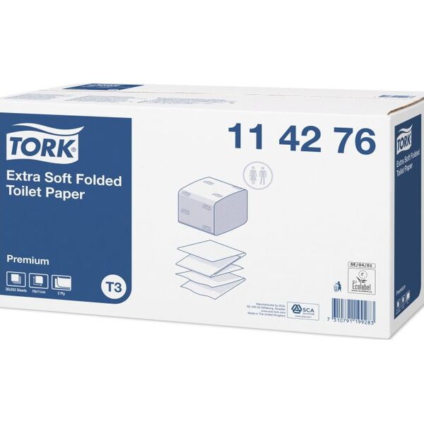 Tork Tork - Papier toaletowy w składce, biały - Ekstra miękki Premium 8697995 7310791199283