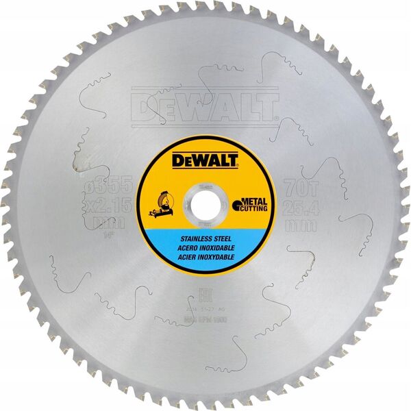 Dewalt dewalt akcesoria 355x25.4 70t sless steel stationary 8718377 5035048093399