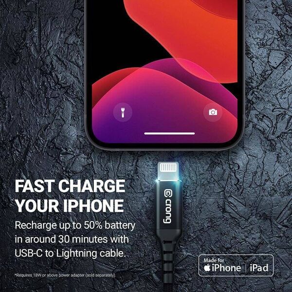 Kabel USB Crong USB-C - Lightning 1.5 m Czarny (CRG-AL15USCL-BLK) 8764315 5907731987424