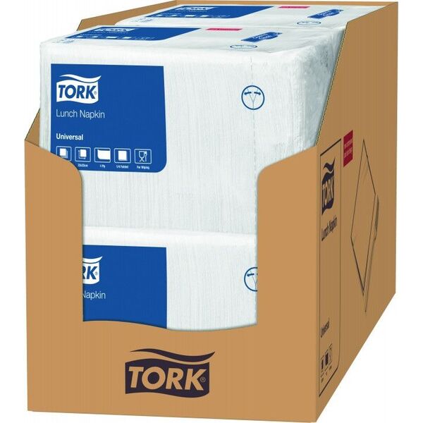 Tork Tork - Serwetki lunchowe, 1-warstwowe, białe - Universal 8859016 7322541051925