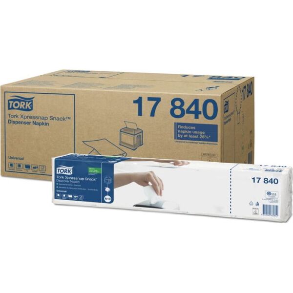 Tork Tork Xpressnap Snack - Serwetki dyspenserowe, 1-warstwowe, universal - Białe 8859019 7322540660852