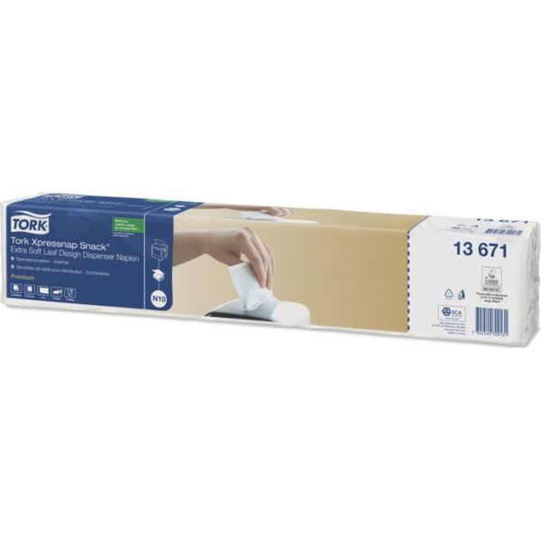 Tork Tork Xpressnap Snack - Serwetki dyspenserowe, 2-warstwowe, ekstra miękkie, premium - Białe 8859022 7322540709131
