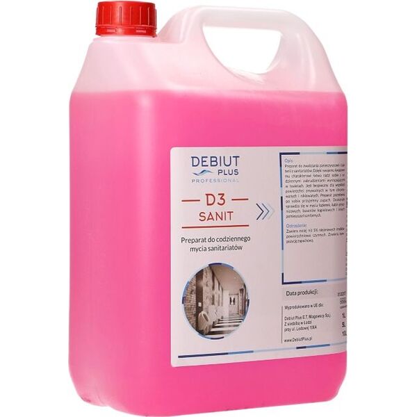 Debiut Plus Professional Debiut Plus Professional D3 Sanit - Preparat do codziennego mycia sanitariatów - 5 l 8860200 5907662640689