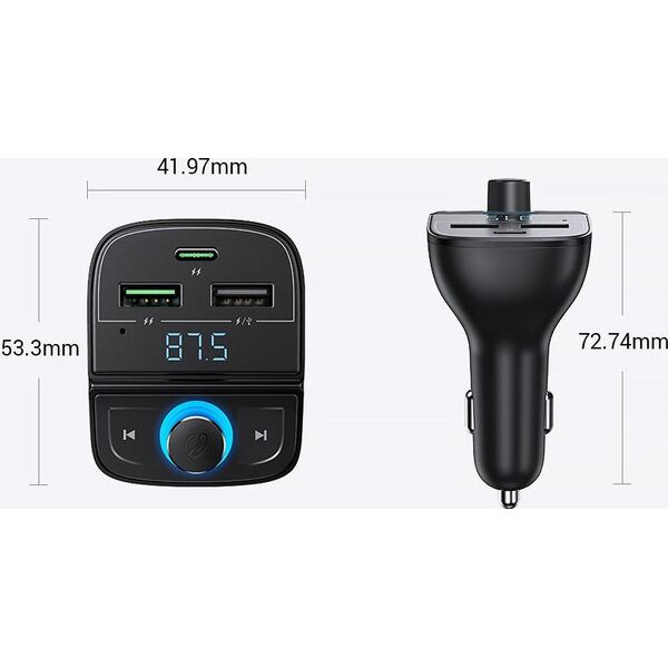 Transmiter FM Ugreen CD229 Adapter 2x USB-A 1x USB-C 3 A  (80910) 8934789 6957303889105