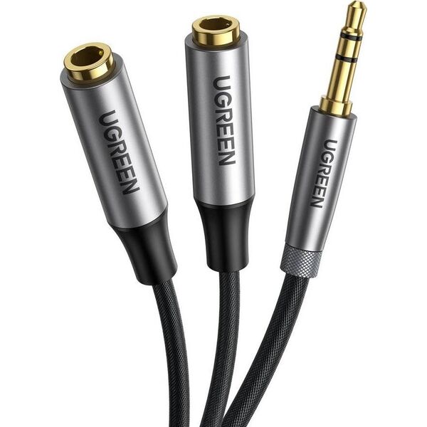 Kabel Ugreen Jack 3.5mm - Jack 3.5mm x2 0.2m czarny (UGR980GRY) 8935687 6957303852536
