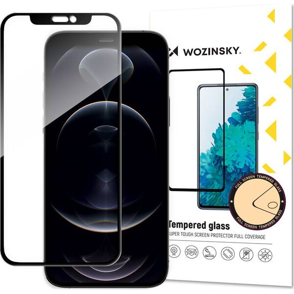 Hurtel Wozinsky super wytrzymałe szkło hartowane Full Glue na cały ekran z ramką Case Friendly iPhone 13 Pro / iPhone 13 czarny 8996016 5907769317651
