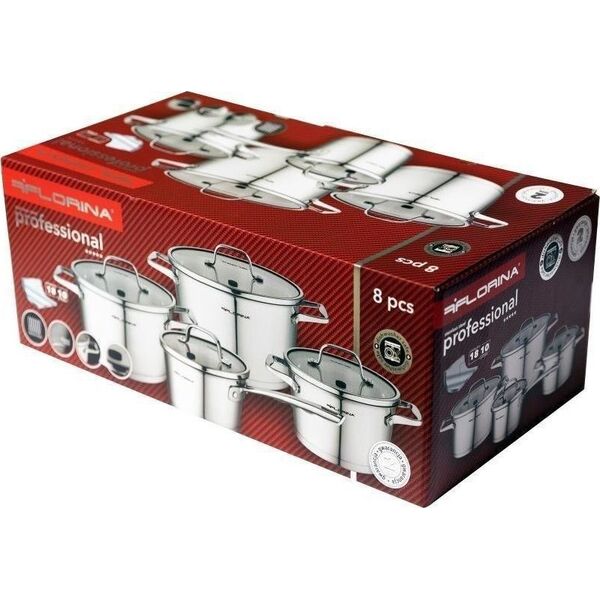 Florina Komplet garnków ze stali nierdzewnej Florina Professional 8 elementów 8998798 5902719533778
