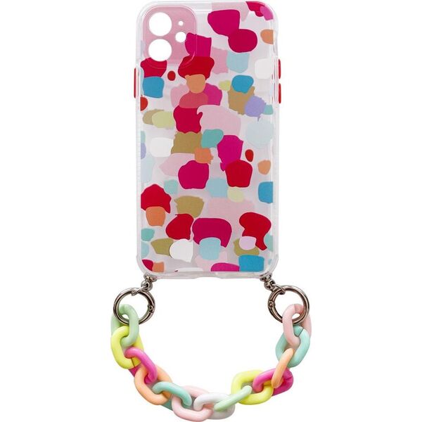 Hurtel Color Chain Case żelowe elastyczne etui z łańcuchem łańcuszkiem zawieszką do iPhone 8 Plus / iPhone 7 Plus wielokolorowy 9087341 9111201943131