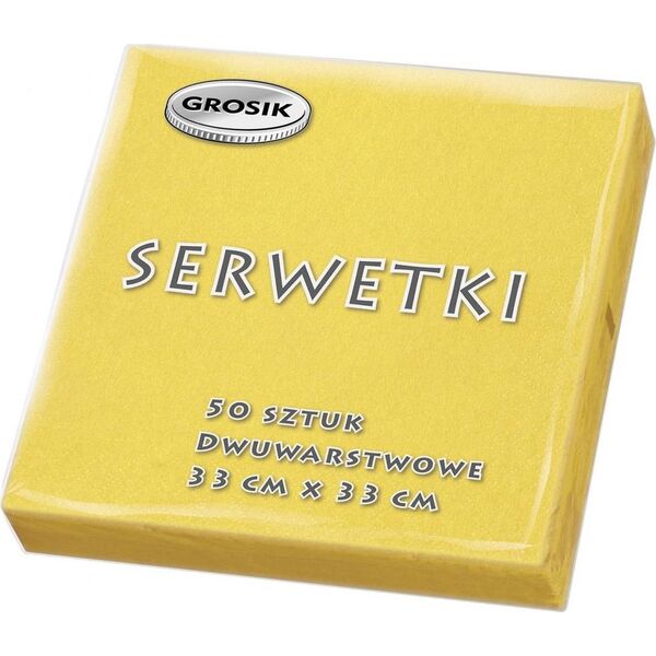 Grosik GROSIK Serwetki Stołowe - Żółte - 33x33 (1 Opakowanie 50 Sztuk) 9374139 5900536237749