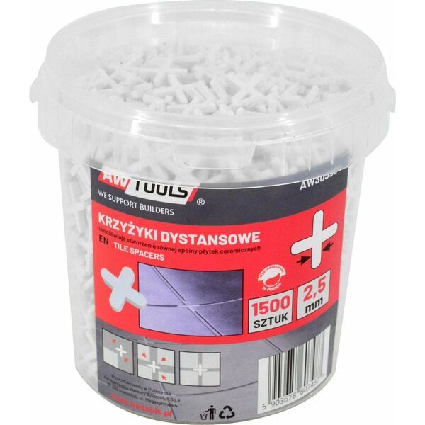 AWTools AWTOOLS KRZYŻYKI DYSTANSOWE 3,0mm / 1500szt. WIADERKO AW303555 9399094 5903678607494