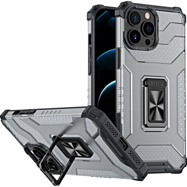 Hurtel Crystal Ring Case pancerne hybrydowe etui pokrowiec + magnetyczny uchwyt iPhone 13 Pro Max czarny 9405216 9145576220696